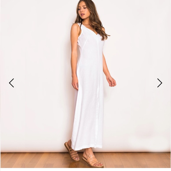 Wolf & Badger Haris Cotton V” Neck Maxi Linen Dress - Coral Reef Size XS - Picture 3 of 11